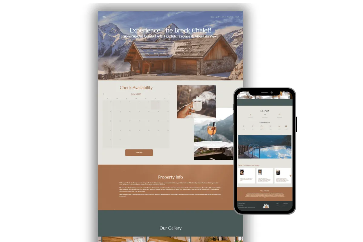 The Breck Chalet STR direct booking website template preview