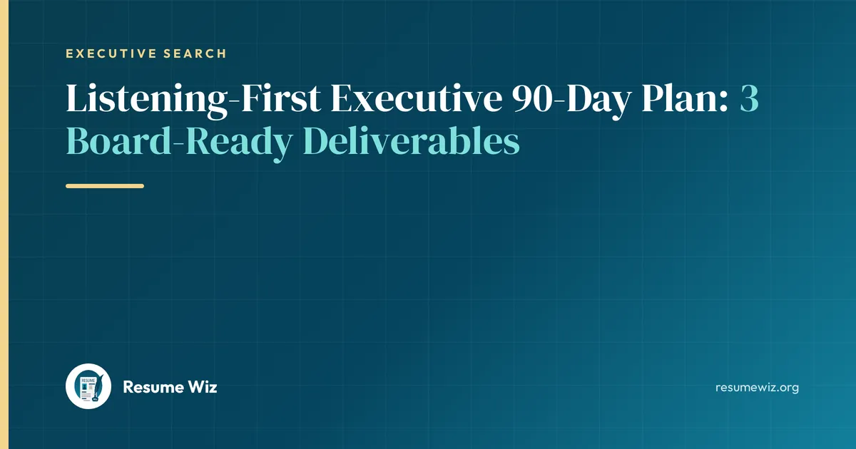 Listening-First Executive 90-Day Plan: 3 Board-Ready Deliverables | Resume Wiz