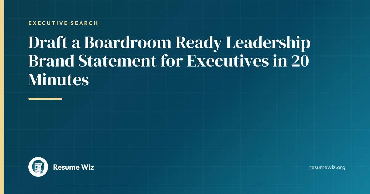 Draft a Boardroom Ready Leadership Brand Statement for Executives in 20 Minutes | Resume Wiz