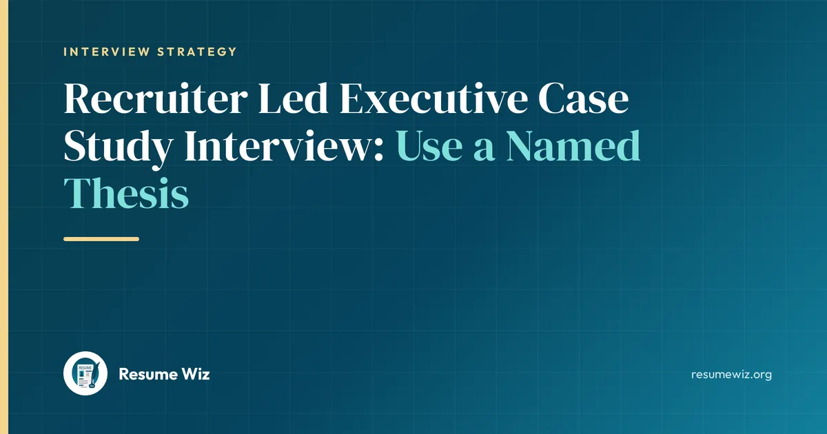 Recruiter Led Executive Case Study Interview: Use a Named Thesis | Resume Wiz