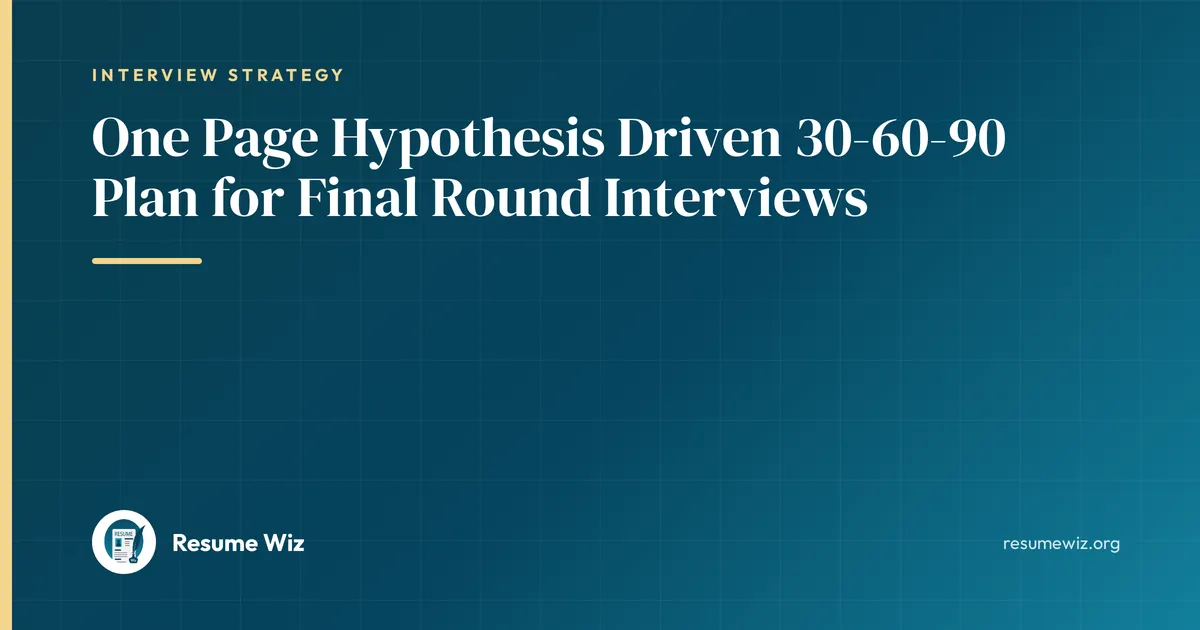 One Page Hypothesis Driven 30-60-90 Plan for Final Round Interviews | Resume Wiz