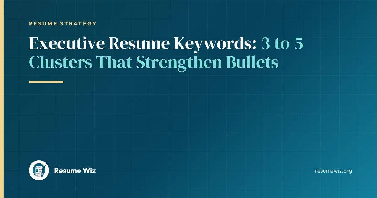 Executive Resume Keywords: 3 to 5 Clusters That Strengthen Bullets | Resume Wiz