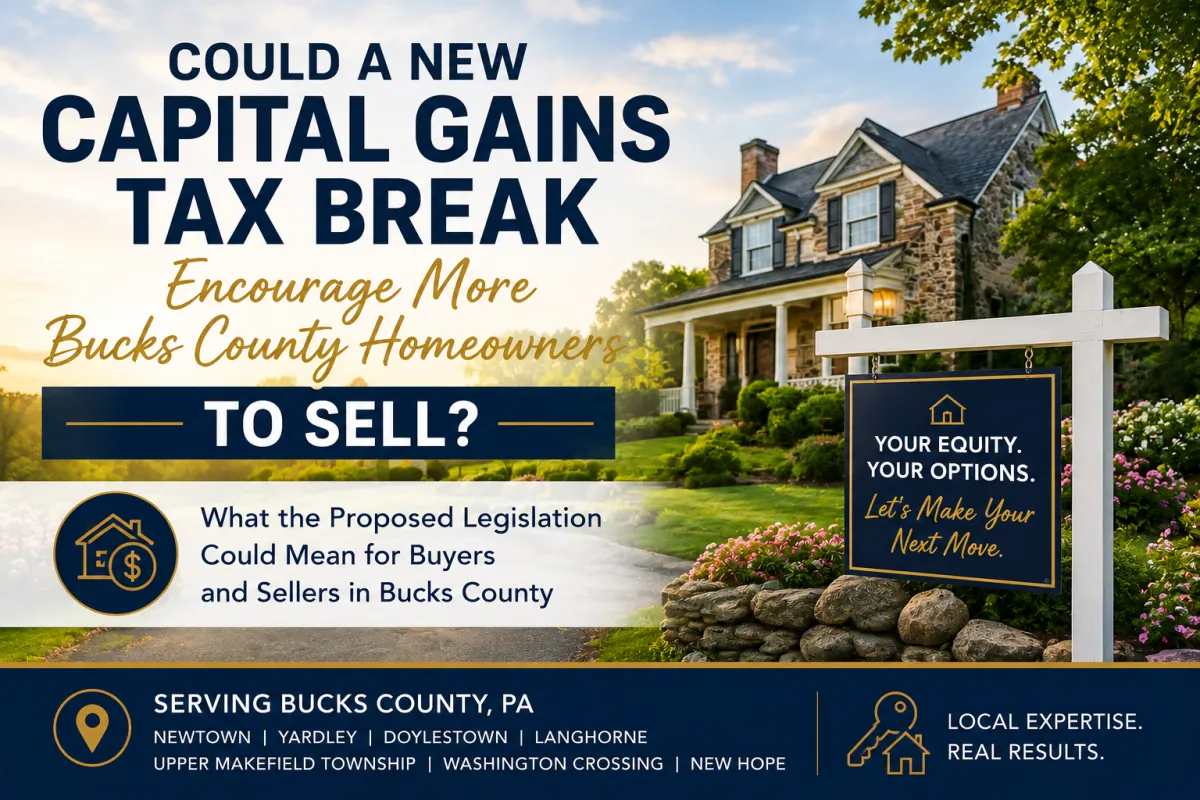 Bucks County PA homeowner considering selling a home as Congress considers changes to the home sale capital gains tax exclusion