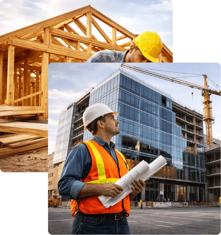 Skilled labor contractor worker performing rough carpentry with wood framing on a residential construction site in Georgia