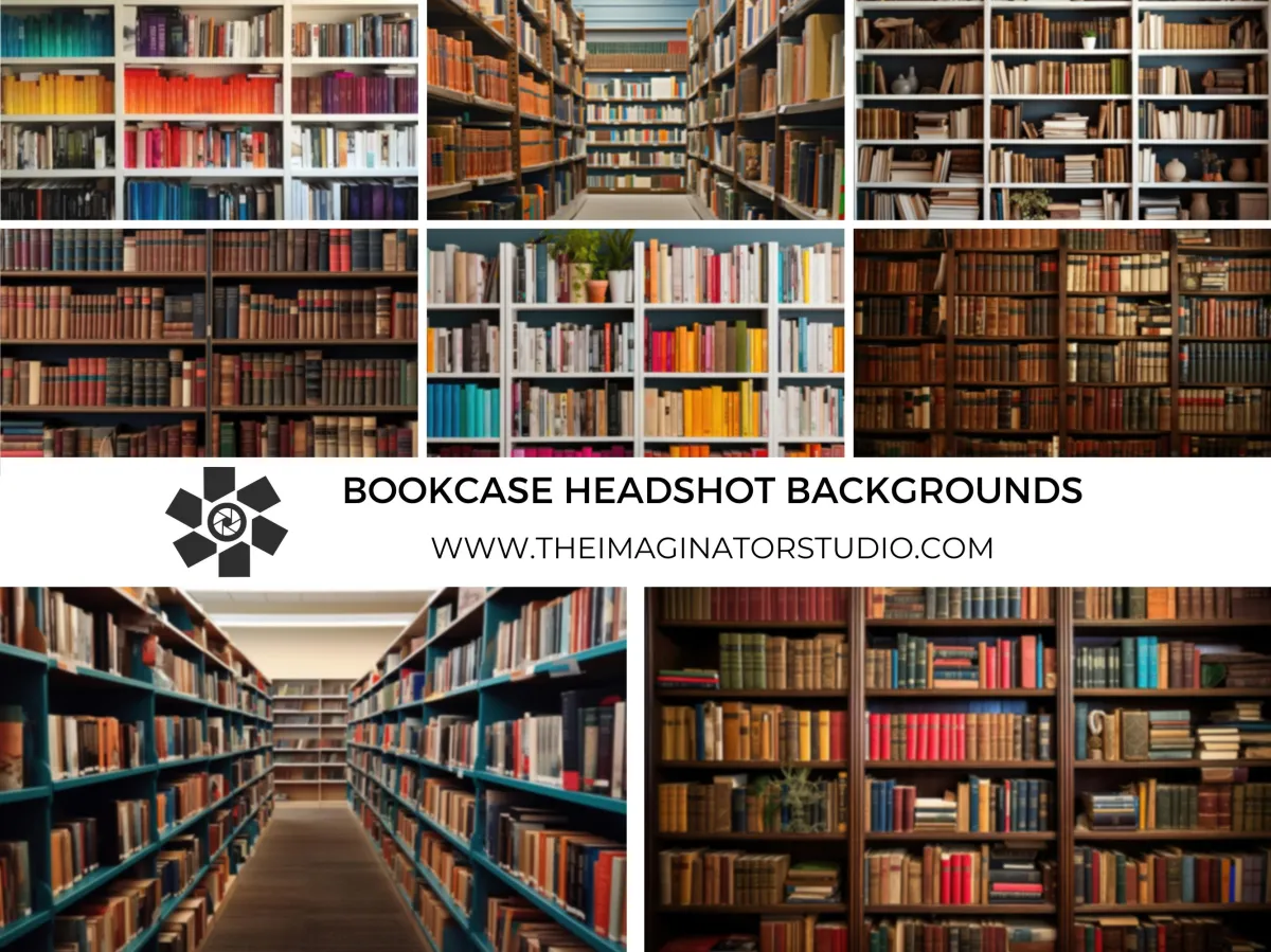 bookcase headshot backgrounds