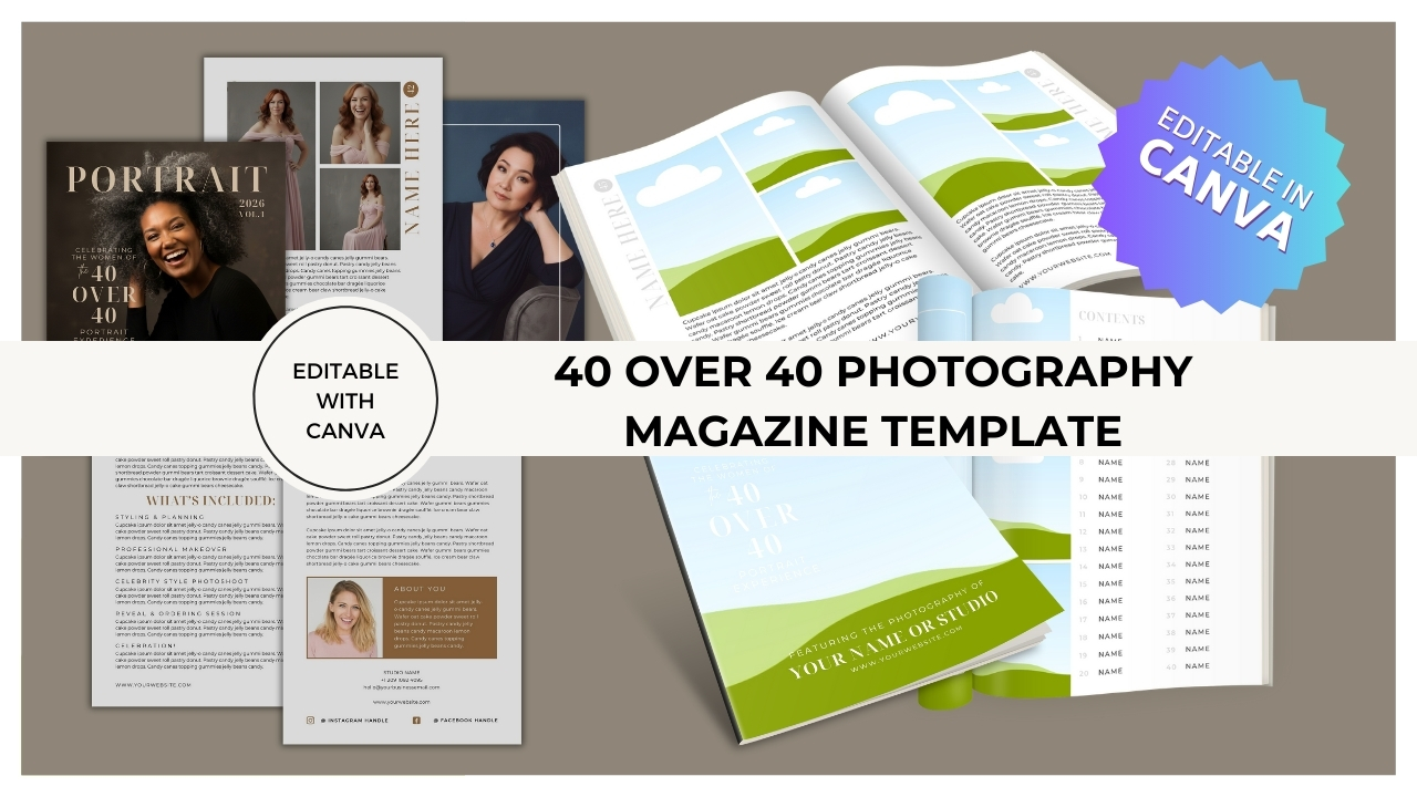 diy canva photography magazine for 40 over 40 campaigns
