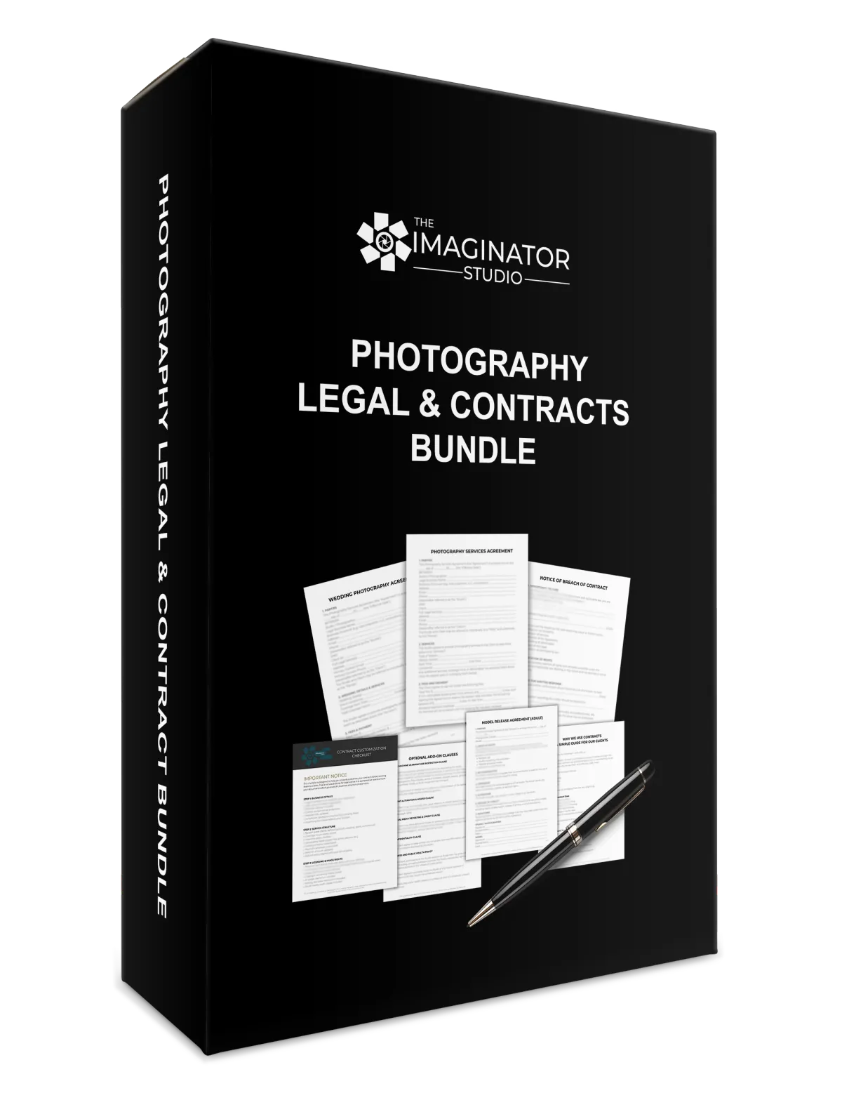 Photography Legal & Contracts Bundle product box mockup featuring contract templates and legal resources for photographers