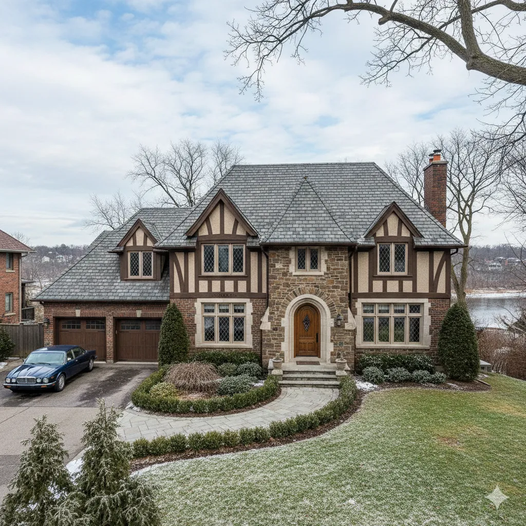 a modern house with a pool and lounge chairs