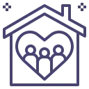 Icon representing family-based care, sustainable income, and dignified senior living in a personal care home.