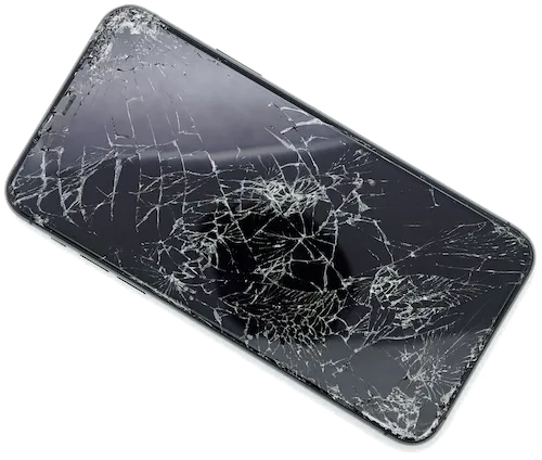 Smartphone with a severely cracked screen