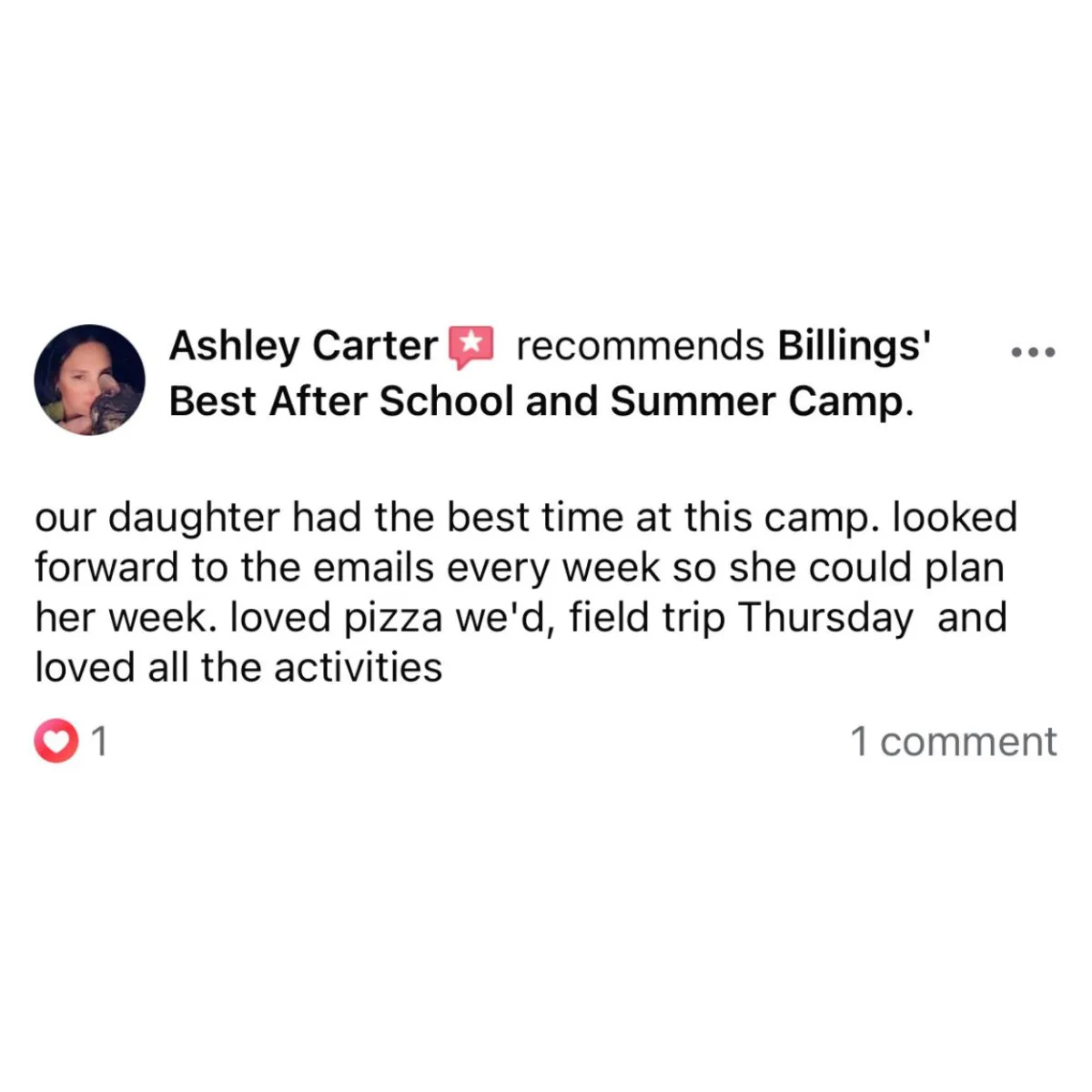 5 Star Review For Billings’ Best After School and Summer Camp