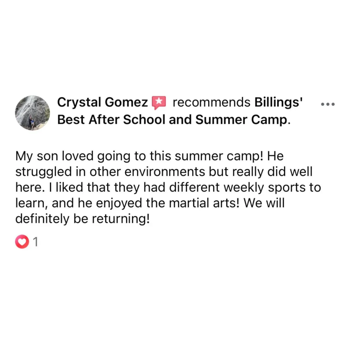 5 Star Review For Billings’ Best After School and Summer Camp