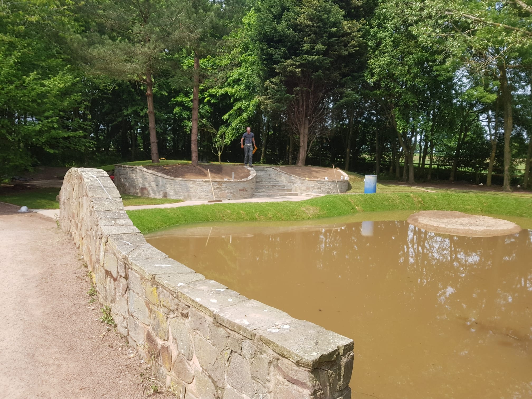 Natural wildlife pond built into a garden in Stourport on Severn
