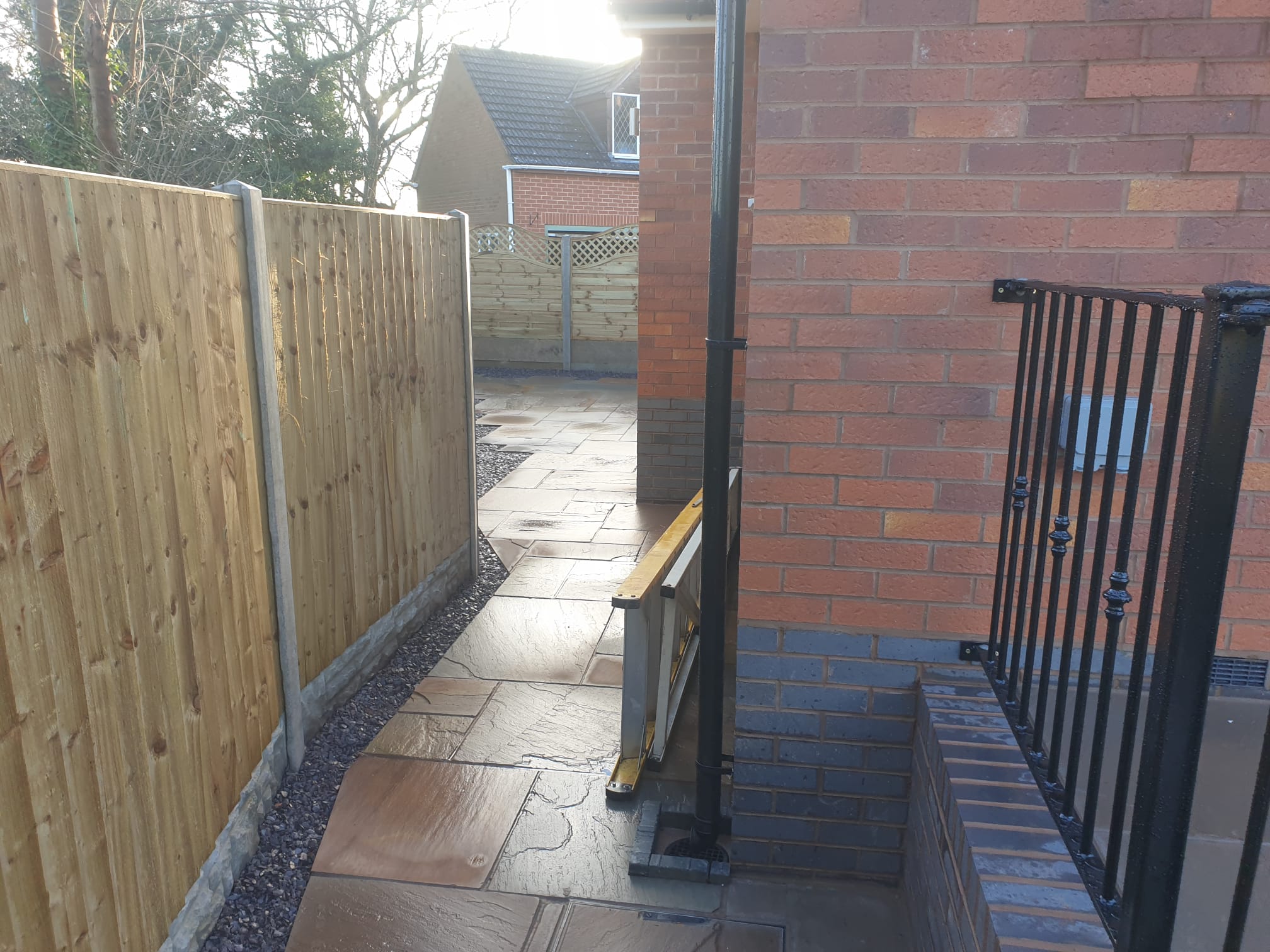 Drainage installation clearing standing water from a garden in Stourport on Severn