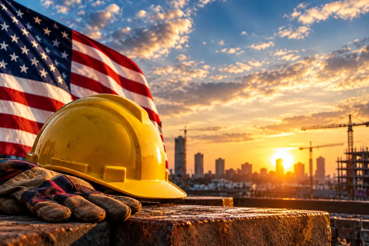 flag and hardhat
