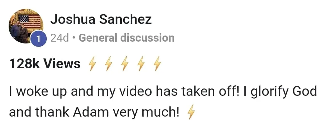 Joshua Sanchez the next day: 128k views. I woke up and my video has taken off