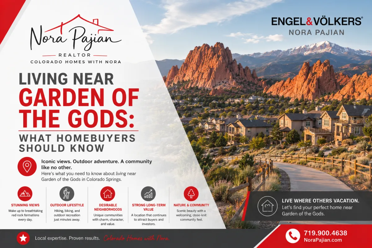 homes near Garden of the Gods with scenic Colorado Springs rock formations and views