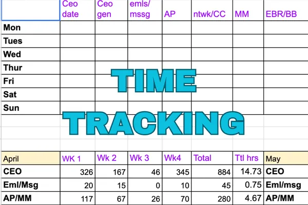 TIme Tracking written over a sample Google Sheet doc