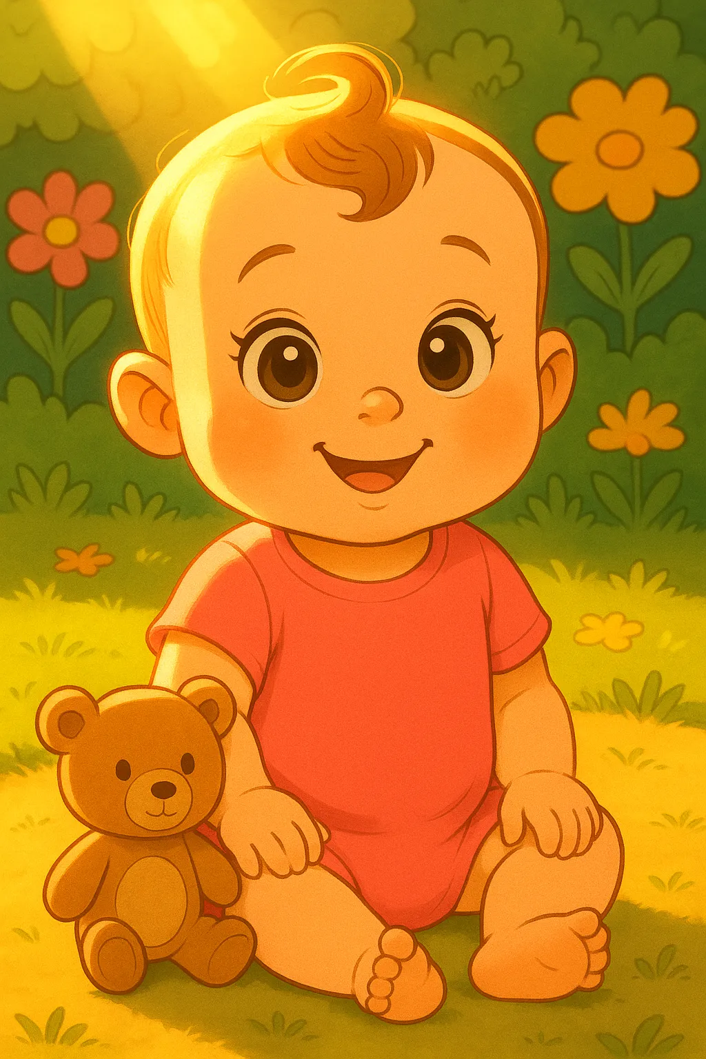 Kimmy laughing and holding a cup in a cozy living room with pastel balloons and bunting, warm intimate celebration.