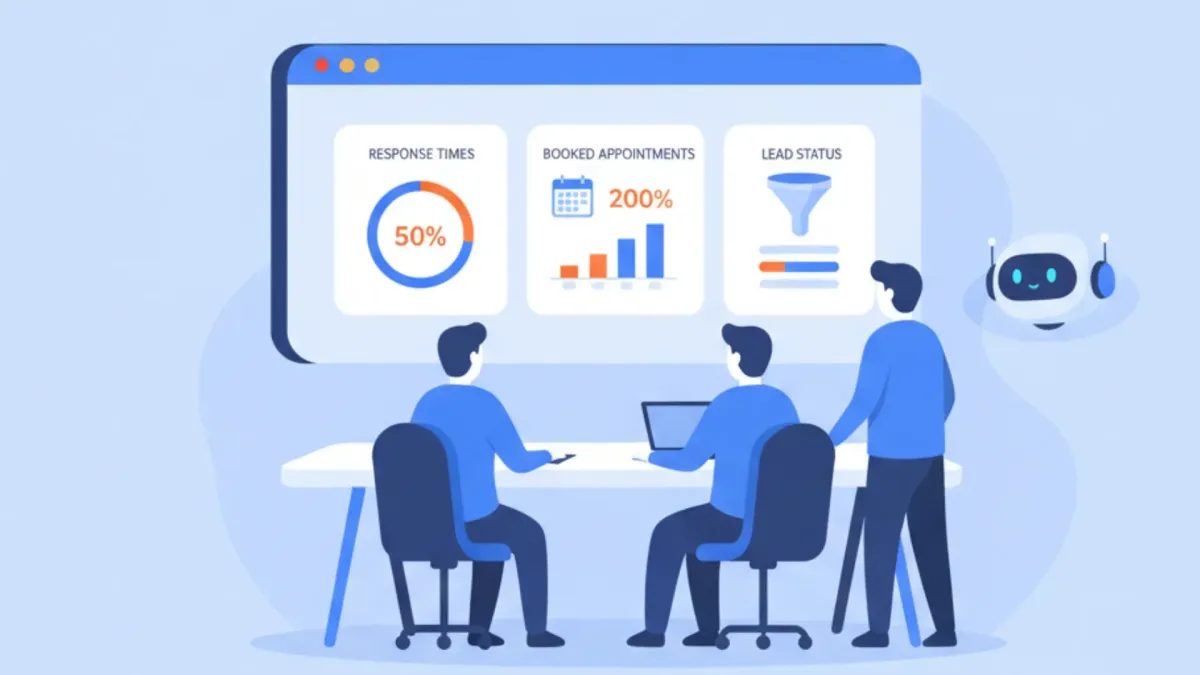Illustration of human team collaborating with dashboards and calendars