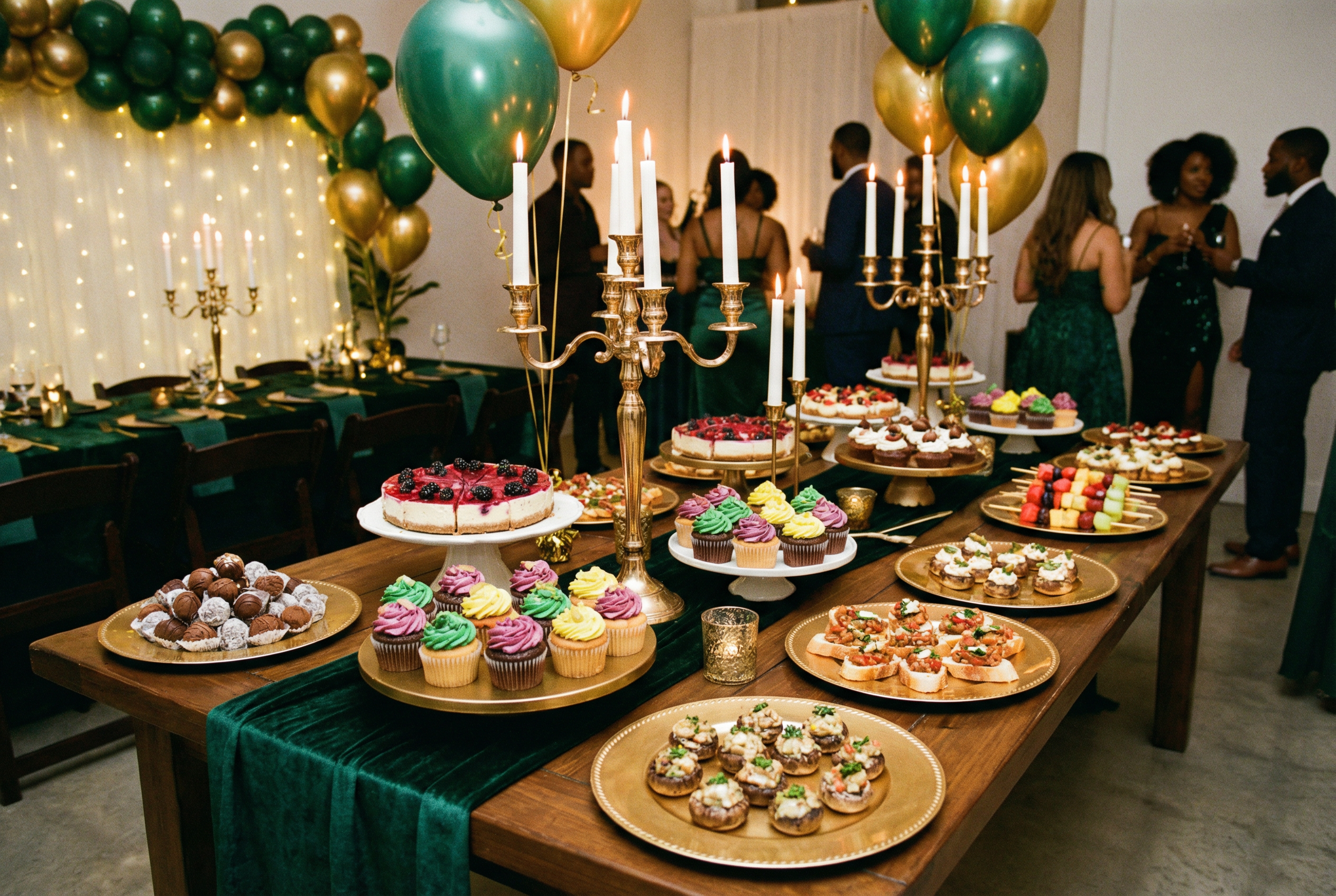 a table with a plate, utensils, napkins, and a basket
