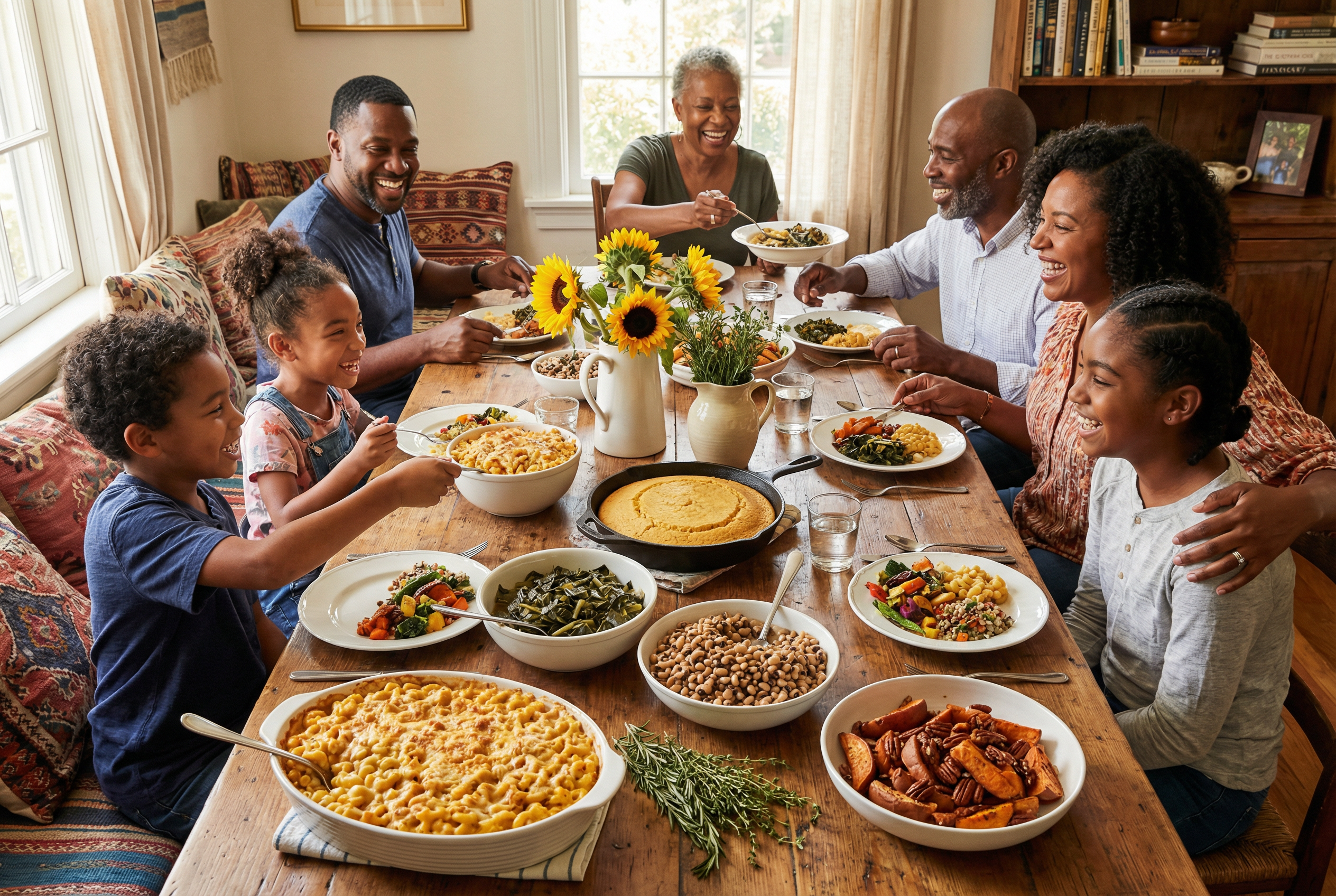 a table with a plate, utensils, napkins, and a basket
