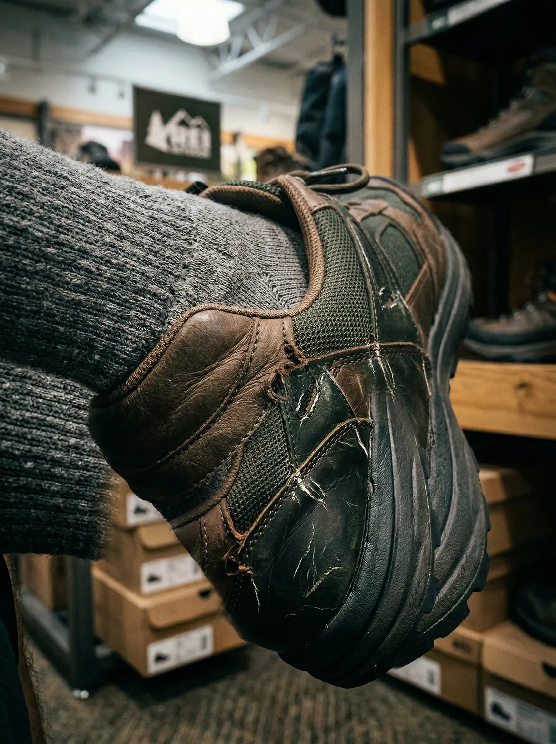 A cinematic close-up of a foot straining inside a tight leather shoe, symbolizing the friction and "shiny object syndrome" creatives experience when their operating system doesn't fit their ambition.