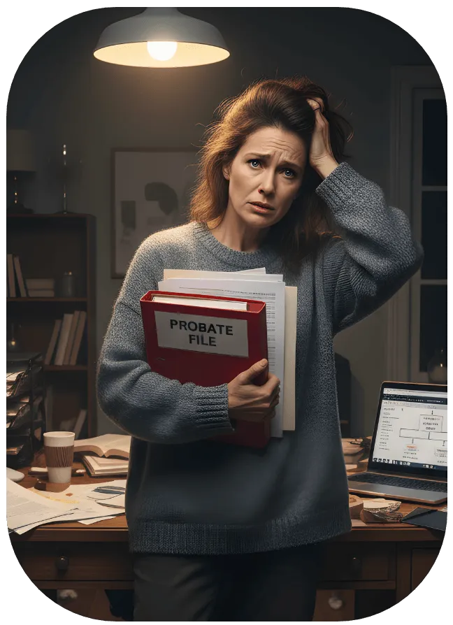 Stressed out woman fom probate