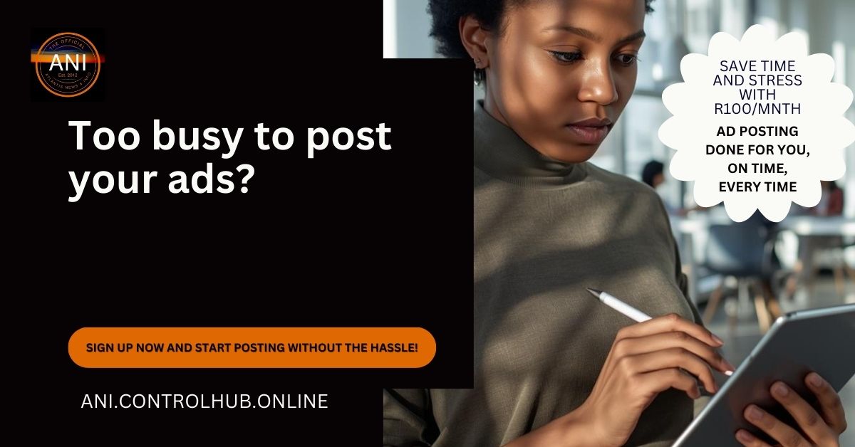 A vibrant, diverse group of Atlantis business owners gathered in a modern workspace, reviewing digital ad placements on laptops and tablets. The background features local Atlantis landmarks through large windows, with sunlight streaming in. The scene is energetic, collaborative, and distinctly local.