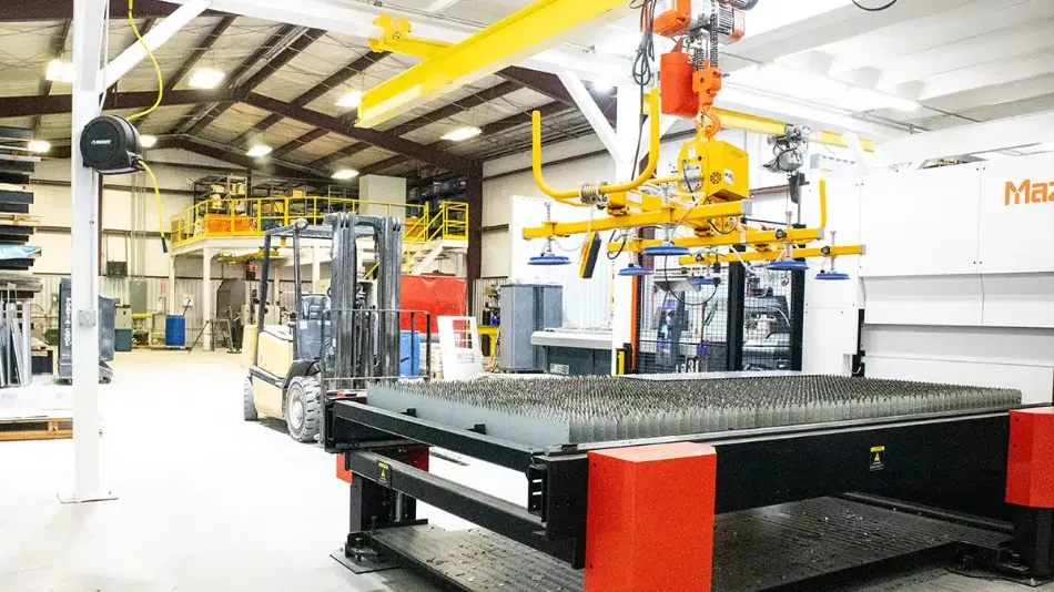 Industrial lathe machine with metal shavings