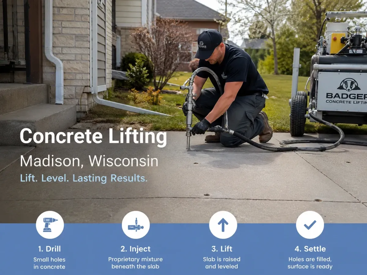 concrete company employee performing concrete repairs