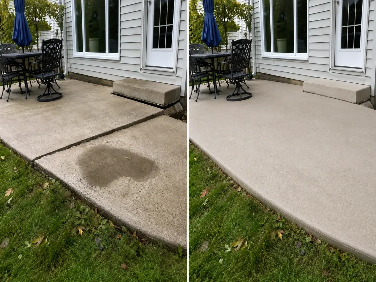 back porch and stoop - before and after photo of water pooling and slab settlement repaired.webp