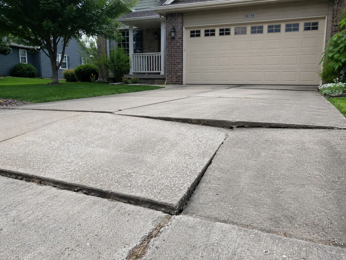 Uneven concrete driveway