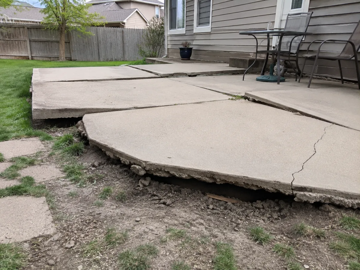 Cracked Settled Concrete Patio