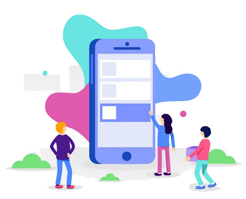 Team designing a mobile-friendly website with a drag and drop builder, showcasing responsive design for small business websites.