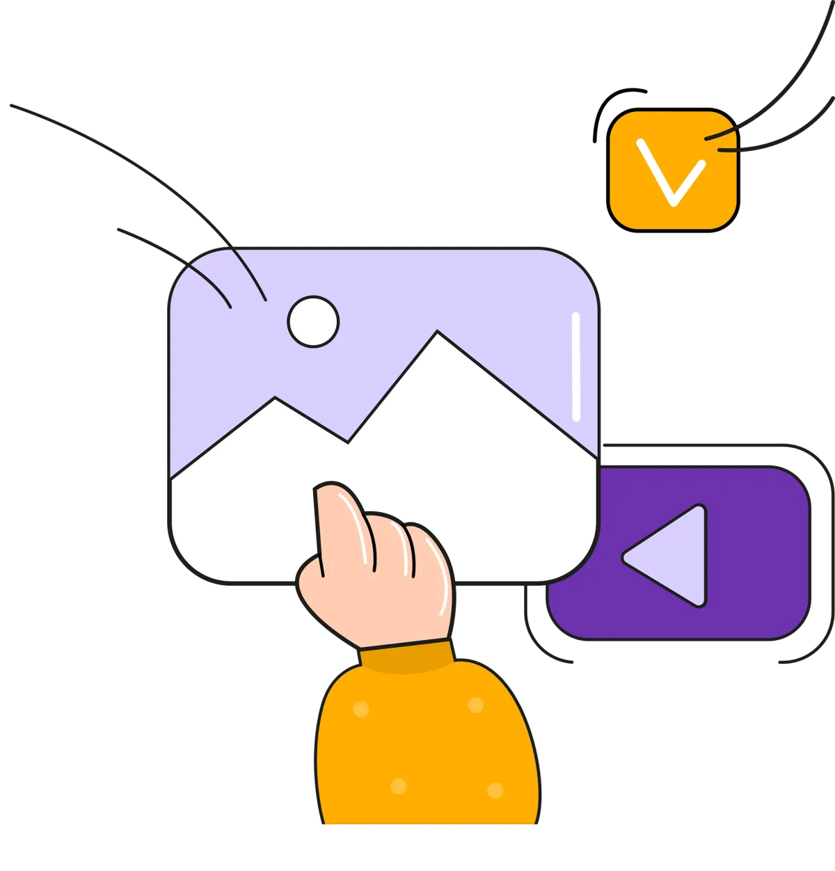 Drag-and-drop funnel builder illustration showing landing page design, lead funnel customization, and visual funnel CRM tools.