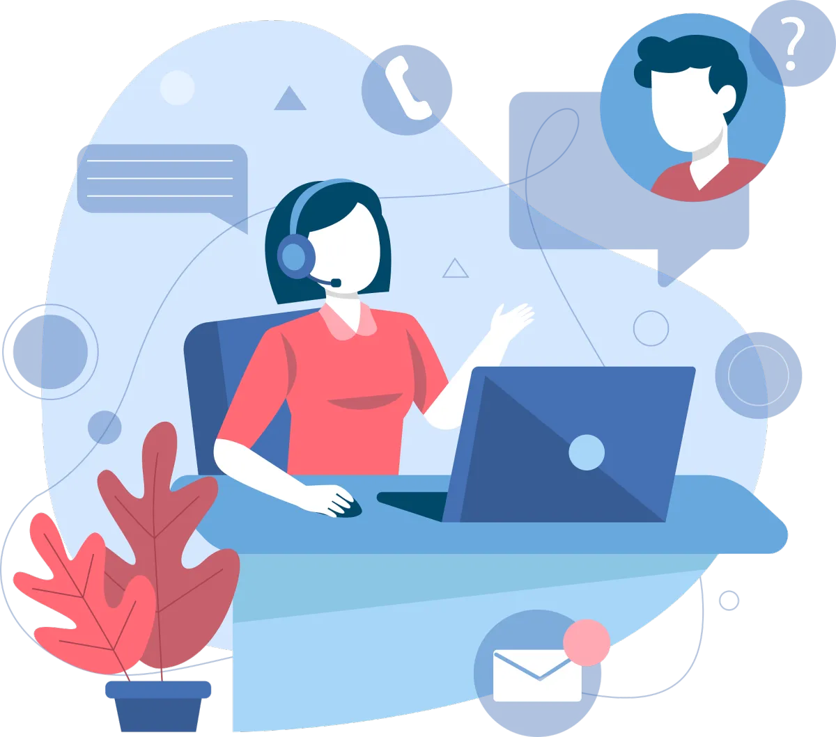 Customer support agent using survey software on a laptop to connect with clients, showcasing customer satisfaction surveys and online survey tools.