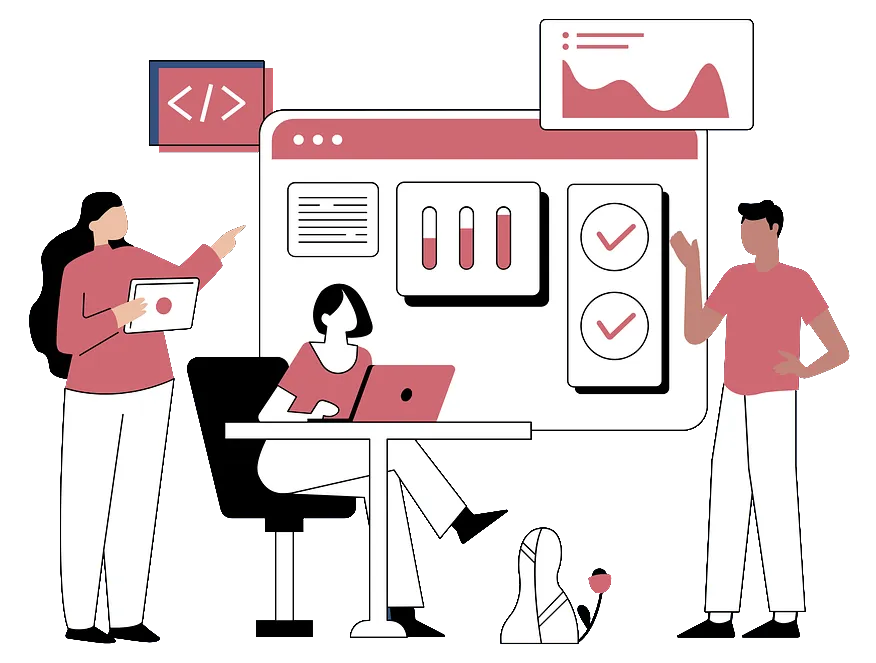 Team collaborating on quiz funnel software with analytics dashboard, lead generation tracking, and personalized marketing automation tools.