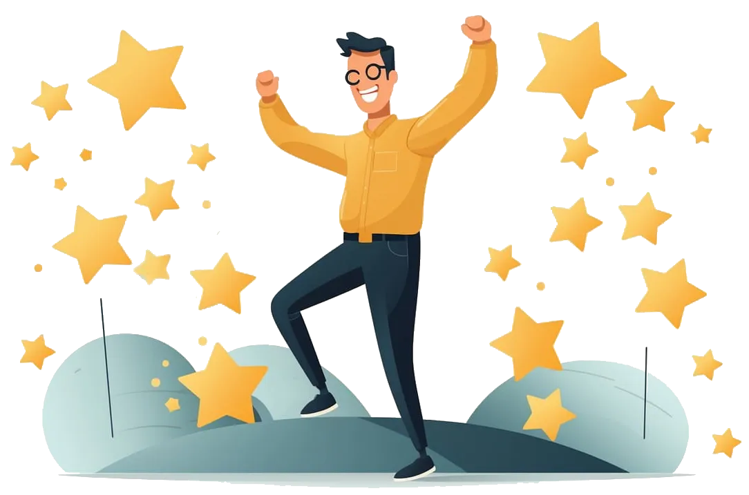 Illustration of business owner celebrating growth from the best account management software.