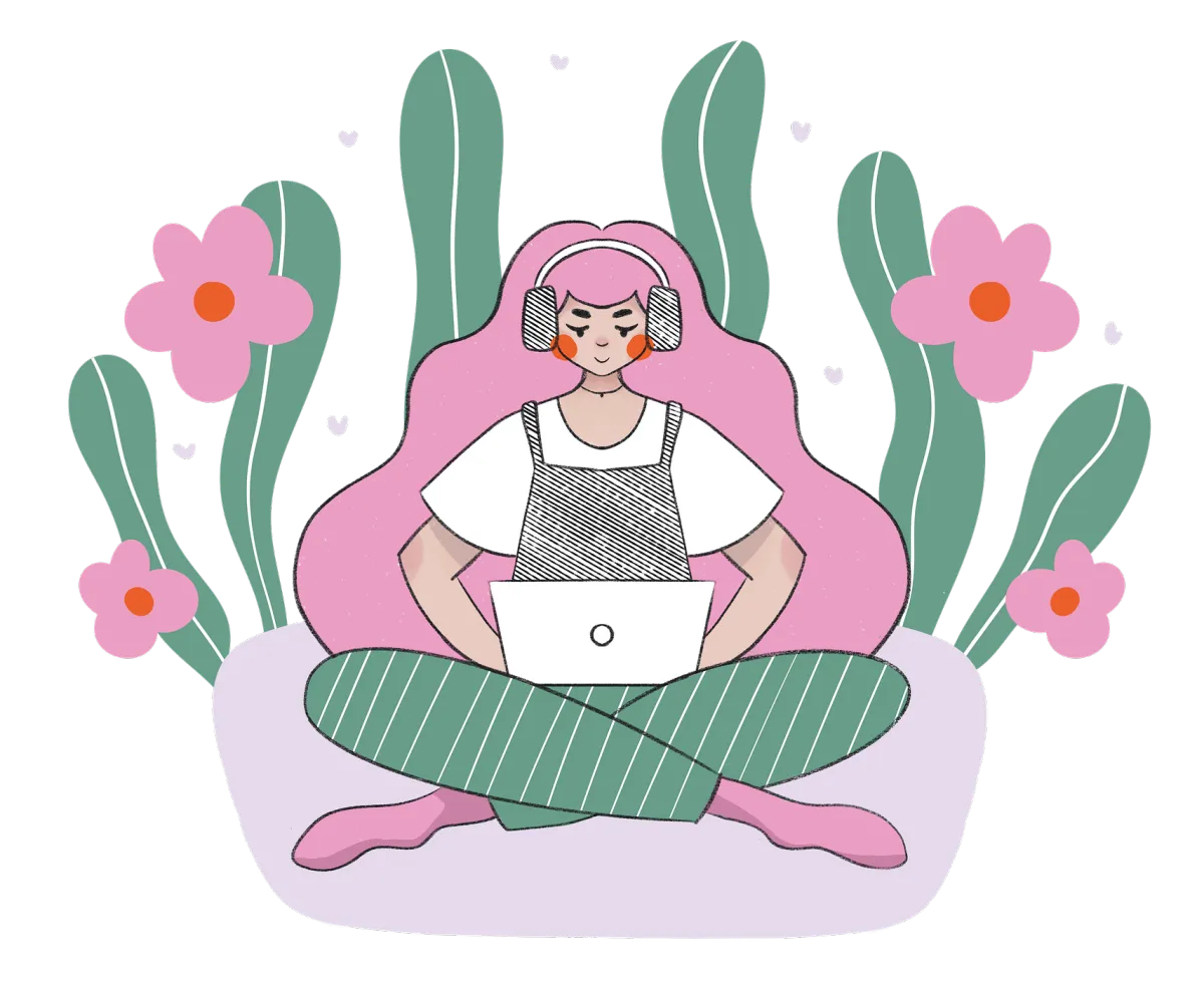 Illustration of a customer using small business management software on a laptop, symbolizing engagement and learning through a CRM user portal
