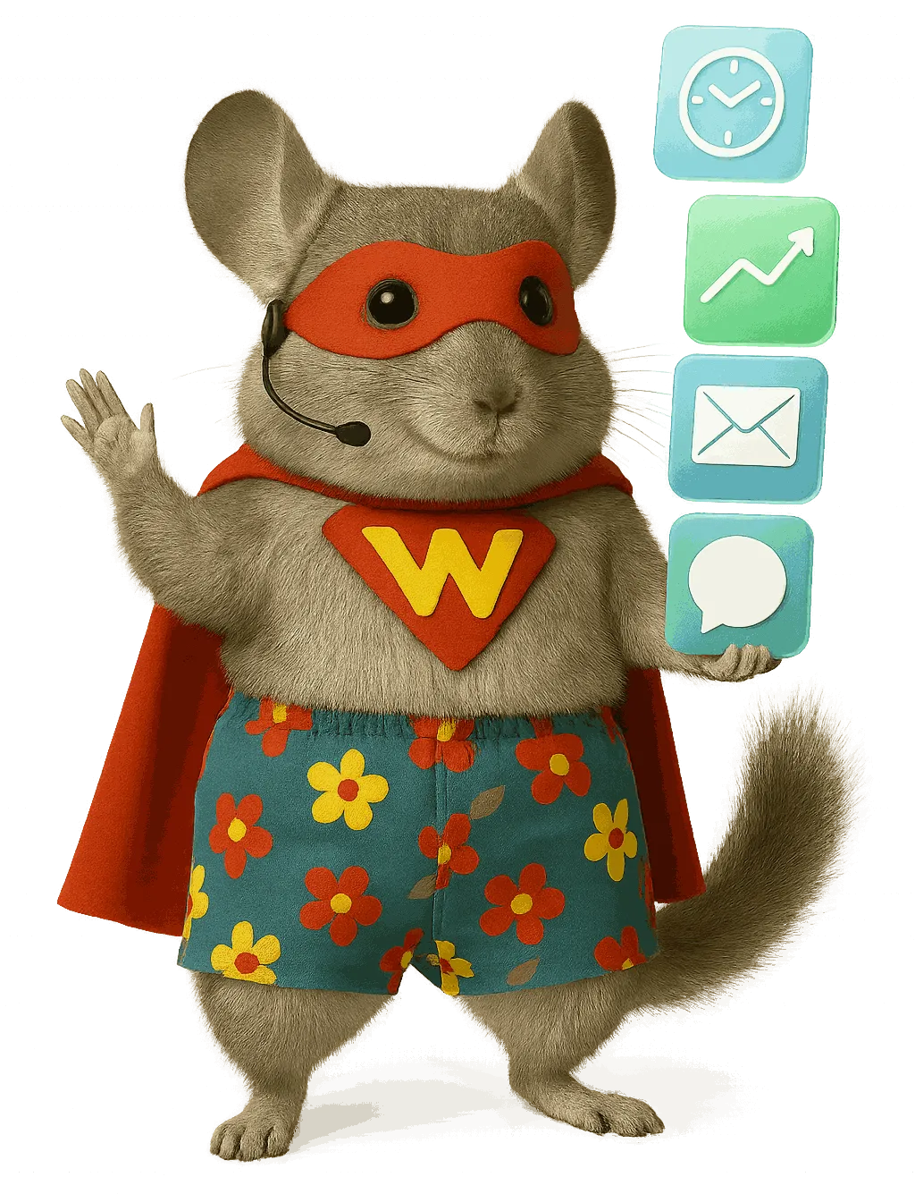 WinChilla mascot symbolizing best CRM platform for small business marketing automation and customer communication.