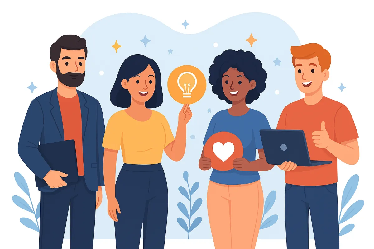 Diverse group of professionals including a marketing consultant, entrepreneur, small business owner, and creator, symbolizing who should join one of the best affiliate programs and best recurring affiliate programs for small business CRM, marketing automation software, and business management tools.