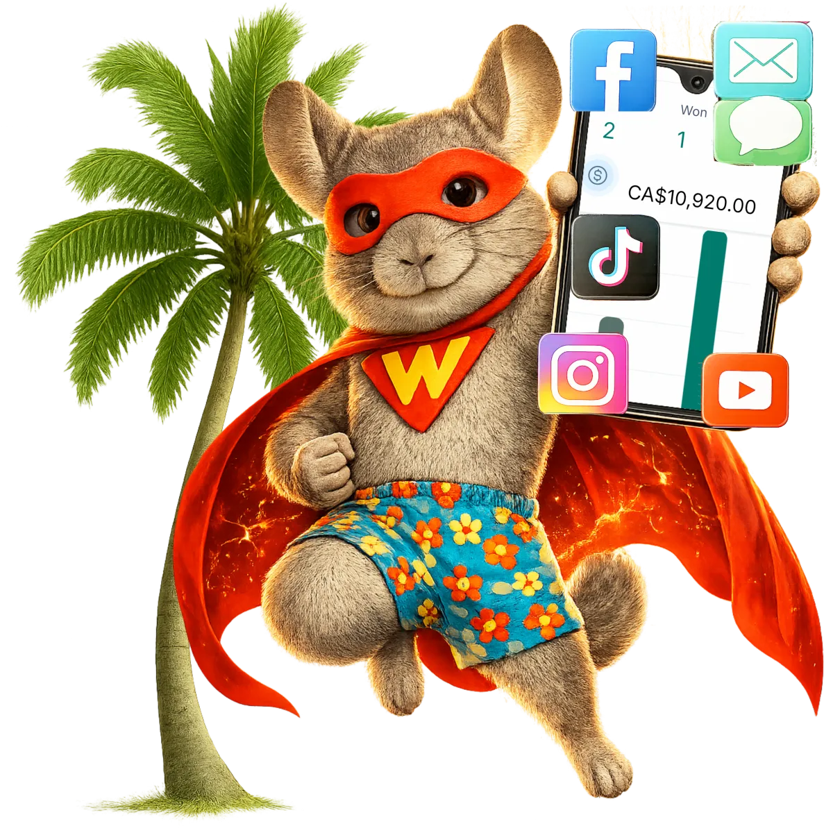 Mascot promoting the best CRM and sales tracking software for small business growth.