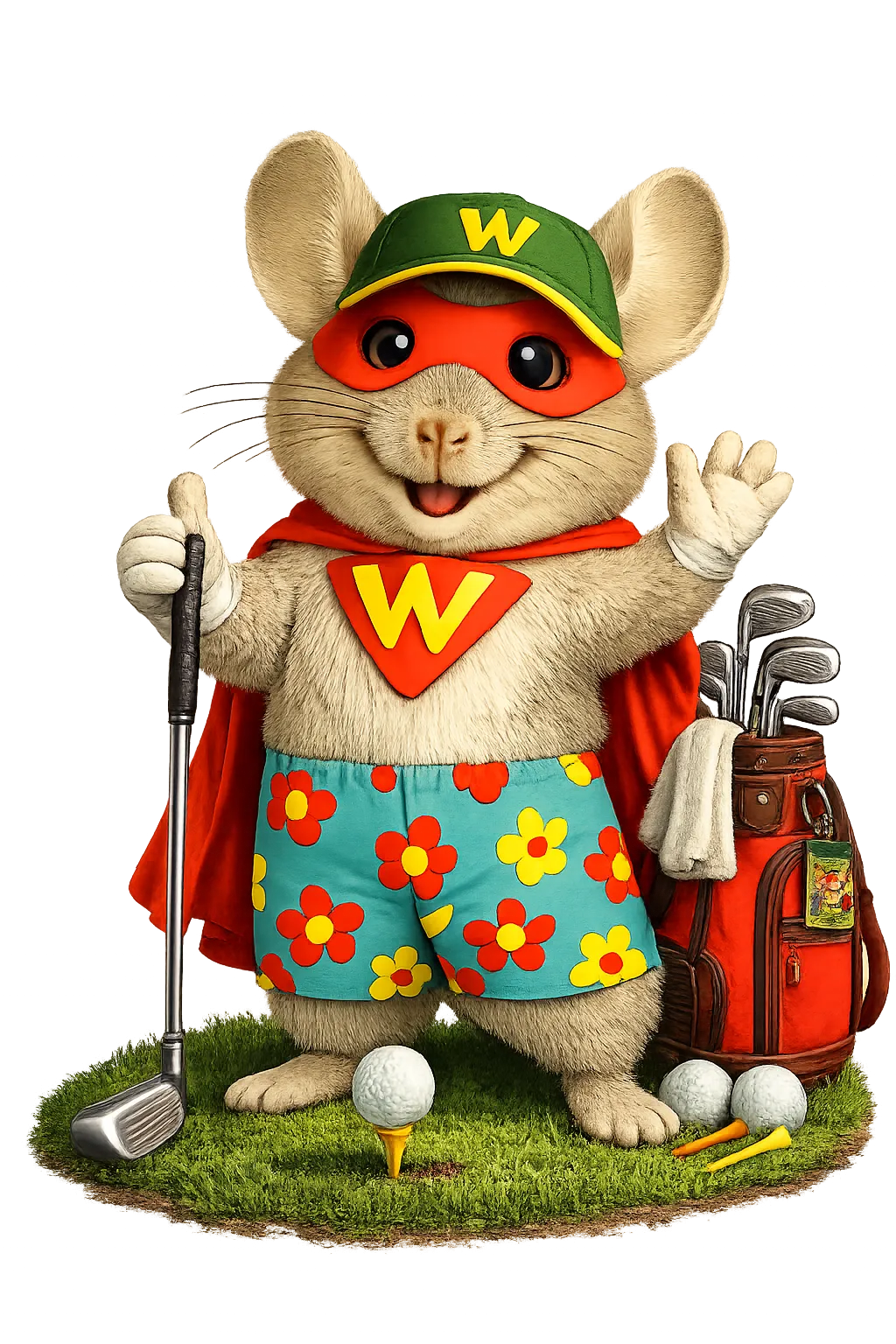 WinChilla mascot holding a golf club to promote golf course marketing tools for golf courses and country clubs