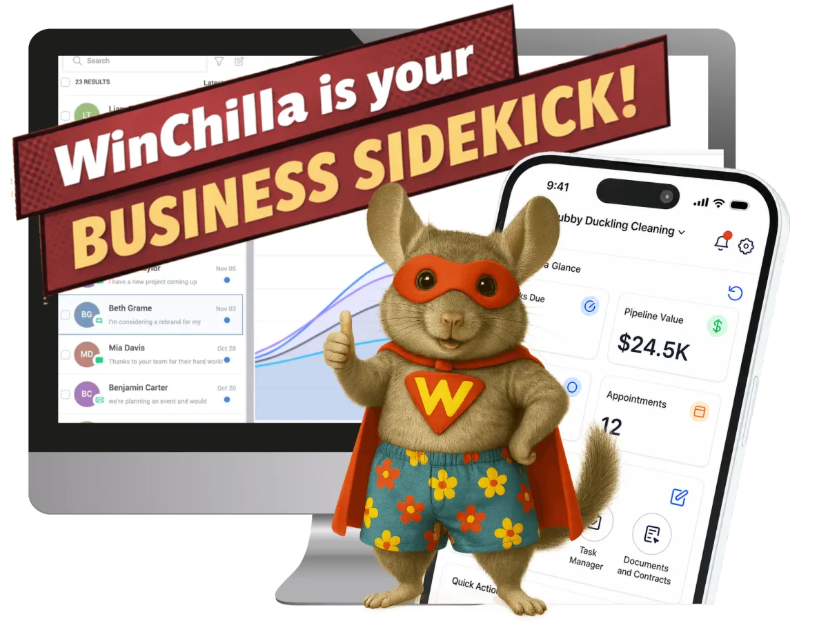 dashboard for service business owners showing customer contacts and mobile app