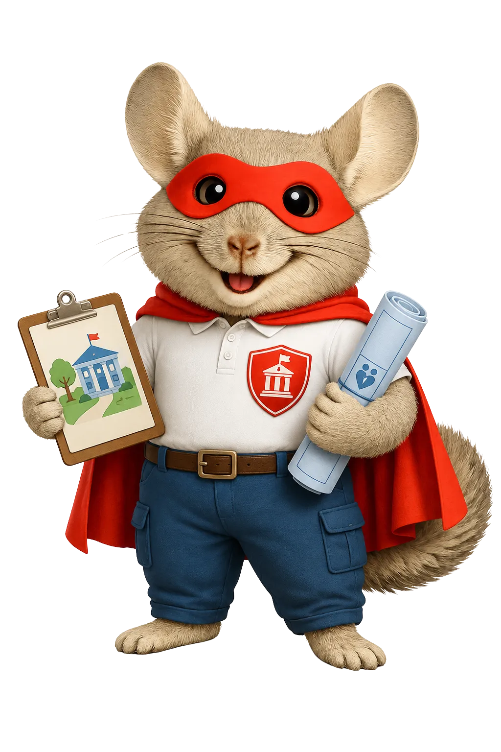 WinChilla mascot holding municipal planning documents for a local government software page