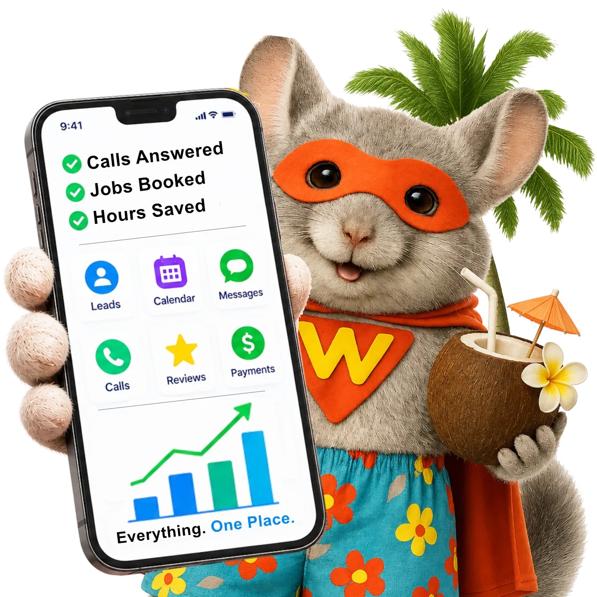 Mascot promoting the best CRM and sales tracking software for small business growth.