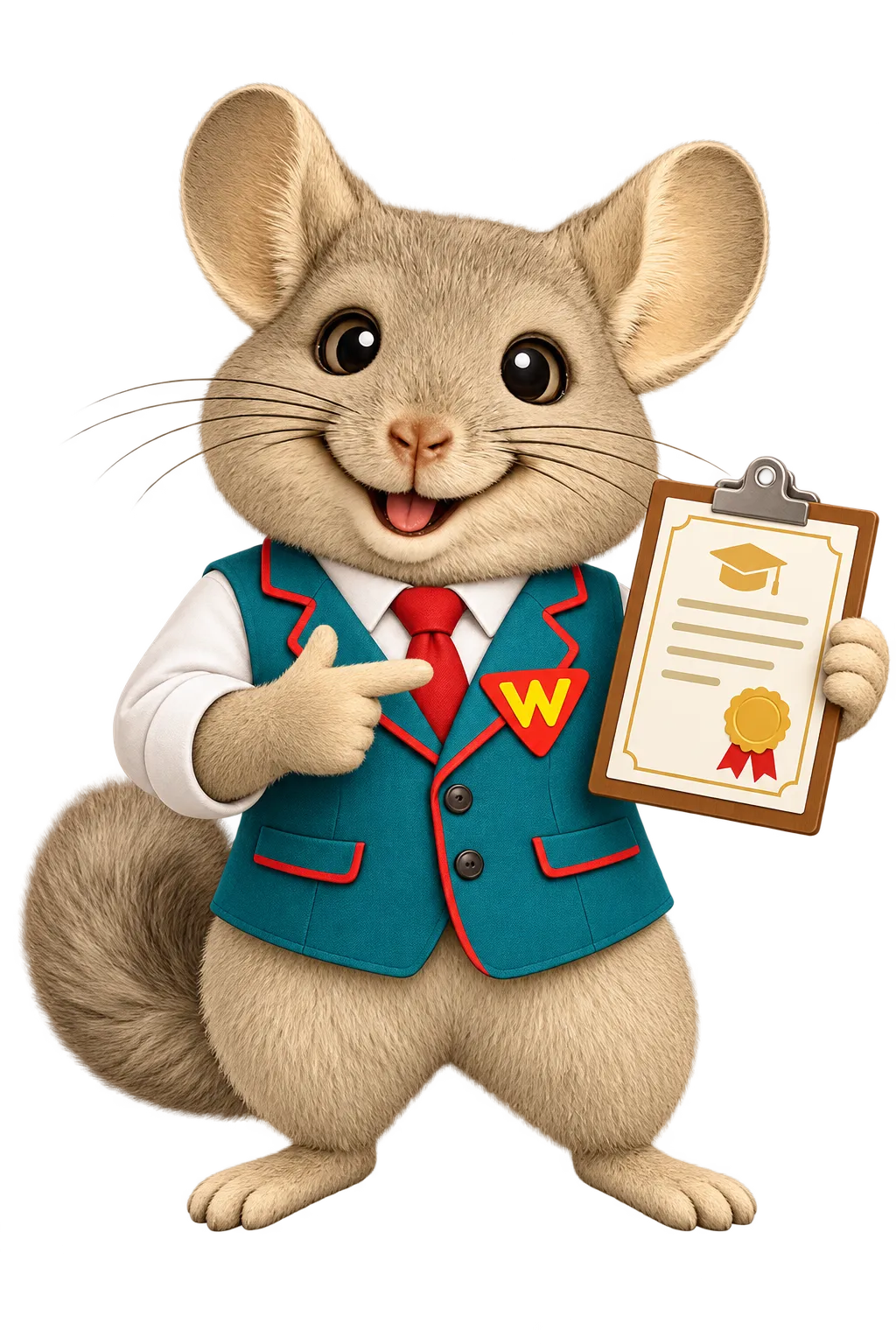 WinChilla mascot holding a certificate for class registration software.