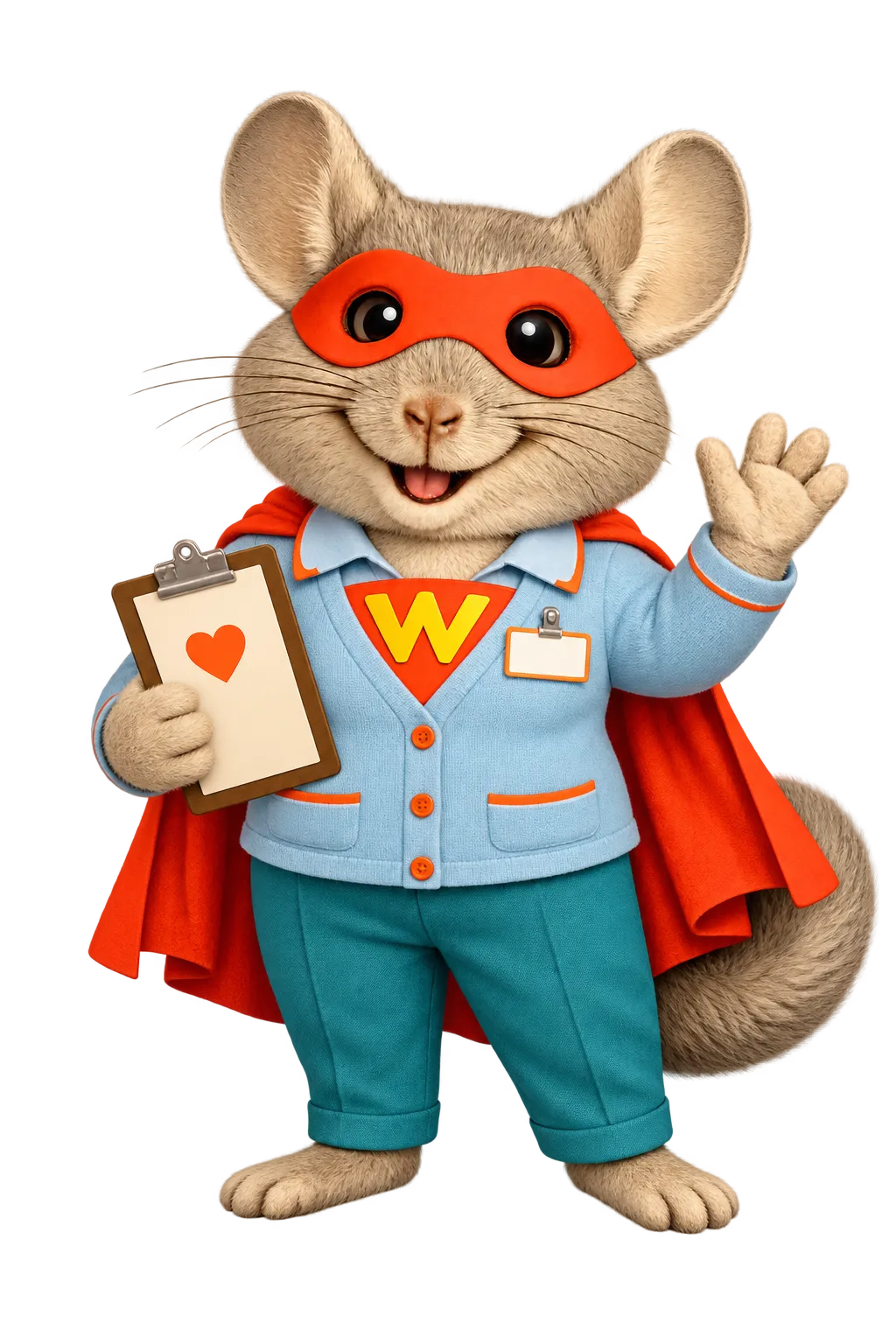 WinChilla mascot holding a care clipboard for senior living CRM.