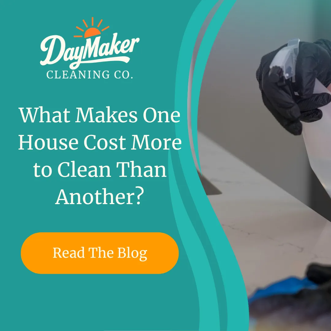 "What makes one house cost more to clean - professional cleaning counter with microfiber cloth
